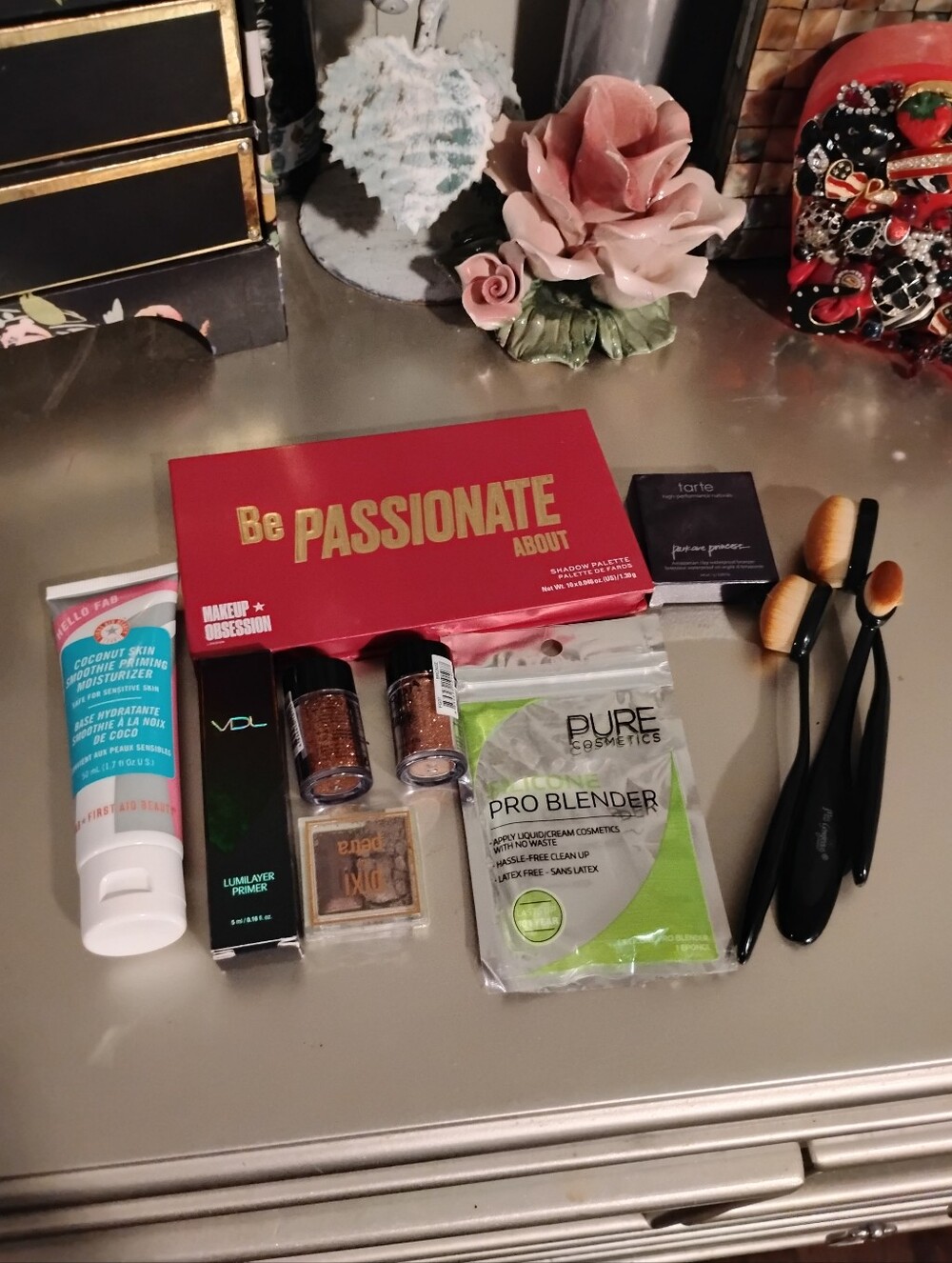 Be Passionate Makeup Palette + Assorted Cosmetics and Brushes